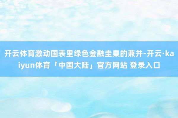 开云体育激动国表里绿色金融圭臬的兼并-开云·kaiyun体育「中国大陆」官方网站 登录入口